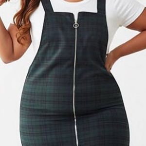 NWOT Plaid Zipper Pinafore Dress